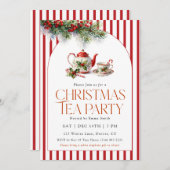 Watercolor Teapot Christmas Tea Party  招待状 (正面/裏面)