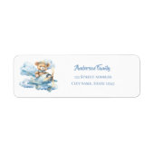 Watercolor Teddy Bear Airplane ラベル (正面)