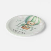 Watercolor Teddy Bear Baby Shower Boy Party ペーパープレート (アングル)