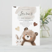 Watercolor Teddy Bear Baby Shower Invitation  招待状 (スタンド正面)