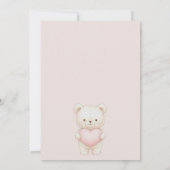 Watercolor Teddy Bear Balloons Pink Baby Shower 招待状 (裏面)