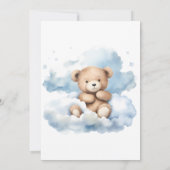 Watercolor Teddy Bear Bear-y First Birthday Party 招待状 (裏面)