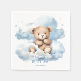 Watercolor Teddy Bear Clouds スタンダードカクテルナプキン