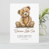 Watercolor Teddy Bear Gender Neutral 案内状 (スタンド正面)