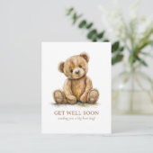 Watercolor Teddy Bear Get Well ポストカード (スタンド正面)