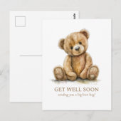 Watercolor Teddy Bear Get Well ポストカード (正面/裏面)