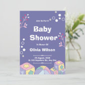 Watercolor Teddy Bear Hot Air Balloon Baby Shower  招待状 (スタンド正面)