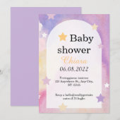 Watercolor Teddy Bear Hot Air Balloon Baby Shower 招待状 (正面/裏面)