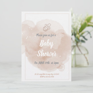 Watercolor Teddy Bear Hot Air Balloon Baby Shower 招待状