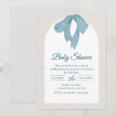 Watercolor Teddy Bear Hot Air Balloon Baby Shower  招待状 (正面/裏面)