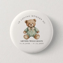 Watercolor Teddy Bear In Loving Memory Memorial 缶バッジ