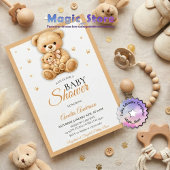 Watercolor Teddy Bear Mommy Cub Paws Baby Shower 招待状