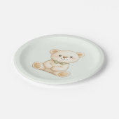 Watercolor Teddy Bear Sage Gree ペーパープレート (アングル)