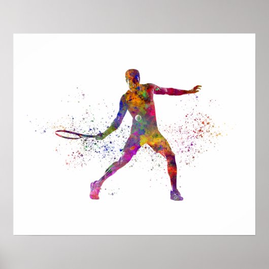Watercolor tennis player ポスター (正面)