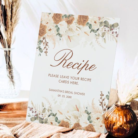 Watercolor Terracotta Floral Recipe Station 台座サイン