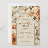 Watercolor Terracotta Floral Wedding Rehearsal 招待状 (正面)