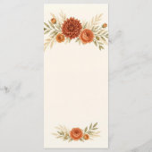 Watercolor Terracotta Wedding Menu Card メニュー (裏面)
