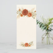 Watercolor Terracotta Wedding Menu Card メニュー (スタンド正面)