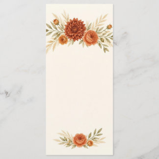 Watercolor Terracotta Wedding Menu Card メニュー