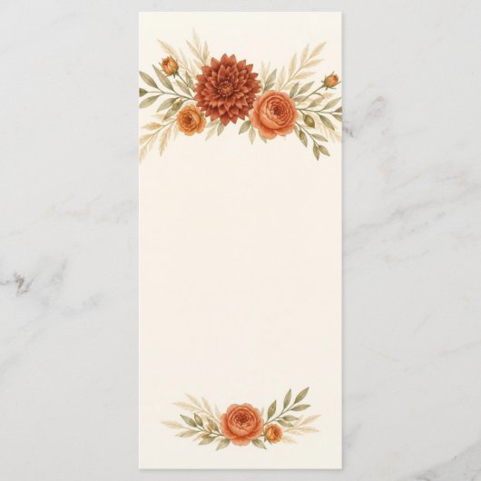 Watercolor Terracotta Wedding Menu Card メニュー (正面)