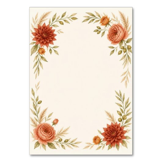 Watercolor Terracotta Wedding Table Number テーブルナンバー (正面)