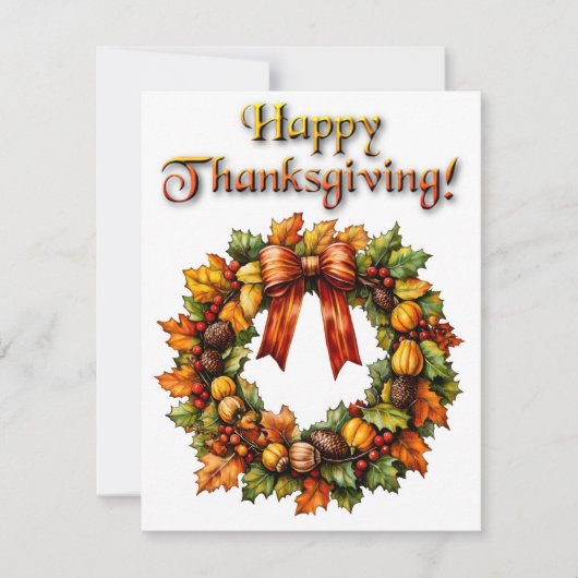 Watercolor Thanksgiving Wreath Topography  シーズンカード (正面)