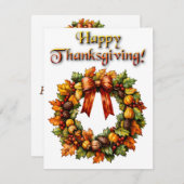 Watercolor Thanksgiving Wreath Topography  シーズンカード (正面/裏面)