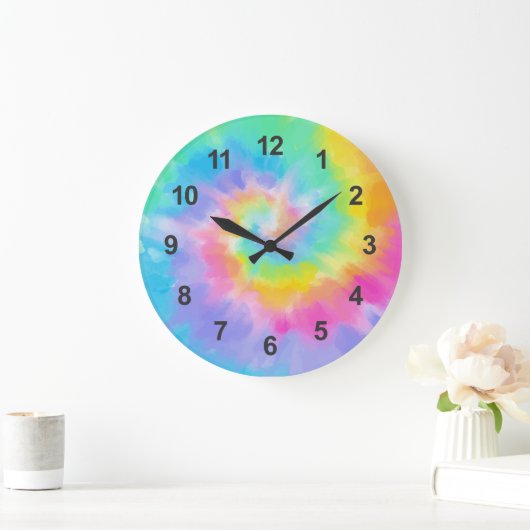 Watercolor Tie Dye ラージ壁時計 (ホーム)