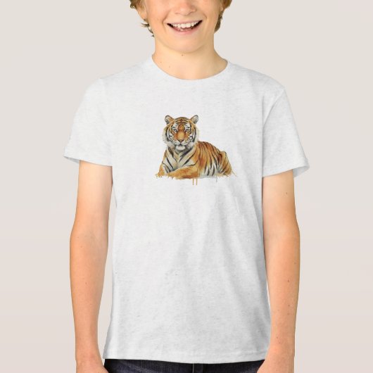 Watercolor Tiger Illustration – Majestic Wildlife  トライブレンドＴシャツ (正面)