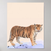 Watercolor Tiger Illustration Safari ポスター (正面)