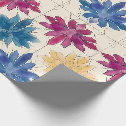 Watercolor Tile Flowers Wrapping Paper ラッピングペーパー (角)
