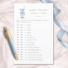Watercolor Tini Boy Baby Shower Game Baby Trivia