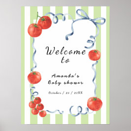 Watercolor Tomato Welcome to Baby Shower ポスター