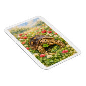 Watercolor Tortoise with lucky clover マグネット (右側)