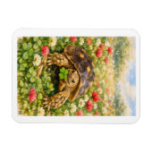 Watercolor Tortoise with lucky clover マグネット (横)