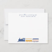 Watercolor Train Baby Boy Nursery Note Card 招待状 (正面)