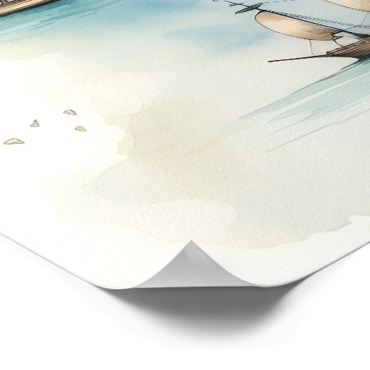 Watercolor Travel Map ポスター (角)