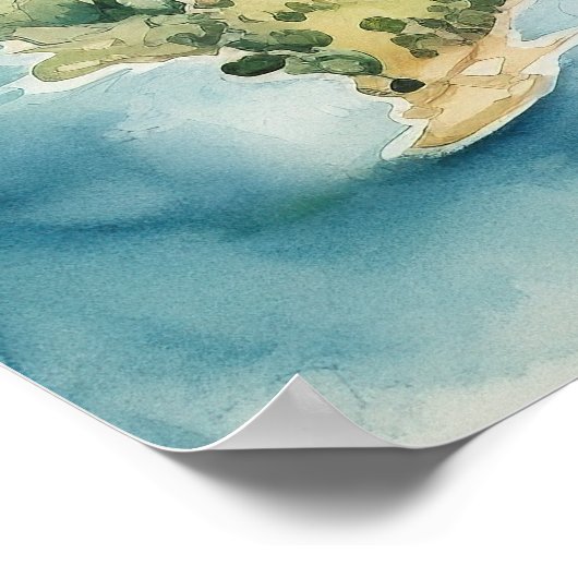 Watercolor Travel Map ポスター (角)