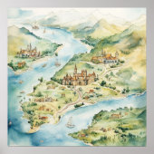 Watercolor Travel Map ポスター (正面)