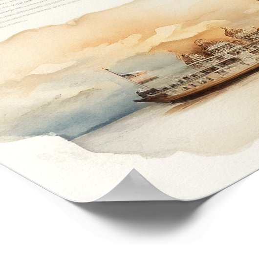 Watercolor Travel Map ポスター (角)