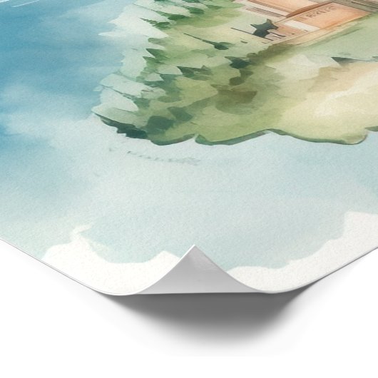 Watercolor Travel Map ポスター (角)