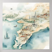 Watercolor Travel Map ポスター (正面)
