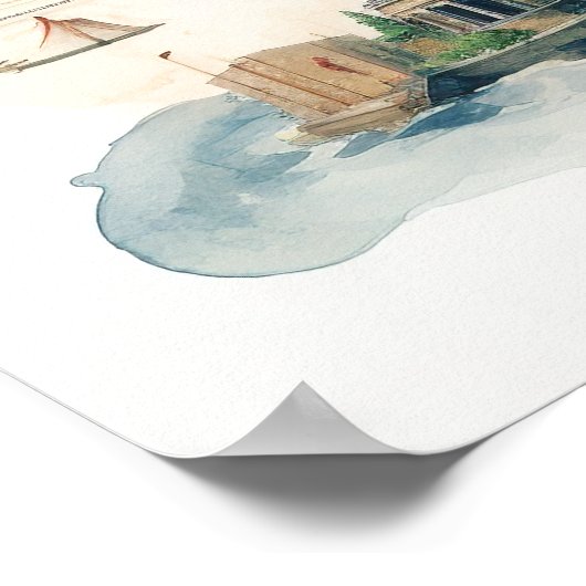 Watercolor Travel Map ポスター (角)