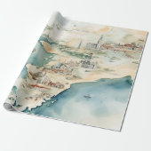Watercolor Travel Map ラッピングペーパー (アンロールド)