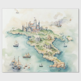 Watercolor Travel Map ラッピングペーパー