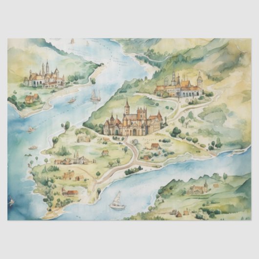 Watercolor Travel Map 薄葉紙 (正面)