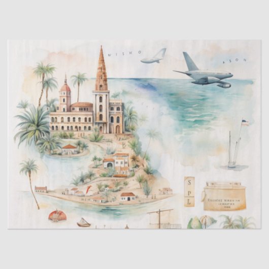 Watercolor Travel Map 薄葉紙 (正面)