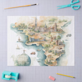 Watercolor Travel Map 薄葉紙