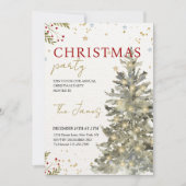 Watercolor Tree and Golden Details Elegant  シーズンカード (正面)