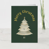 Watercolor Tree Merry Christmas 箔グリーティングカード (正面)